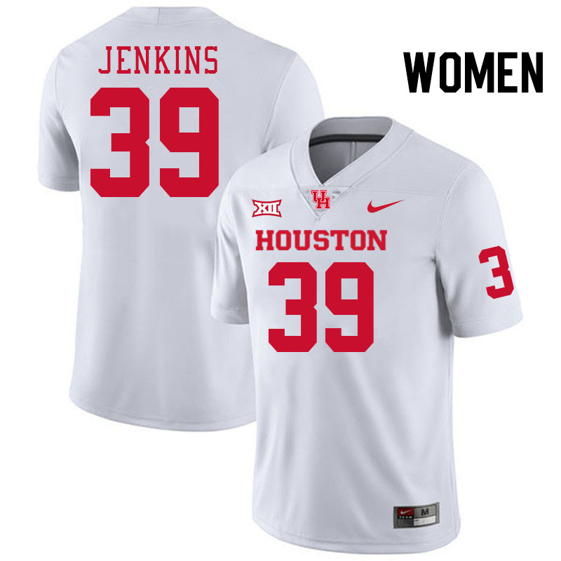 Women #39 Carter Jenkins Houston Cougars College Football Jerseys Stitched-White